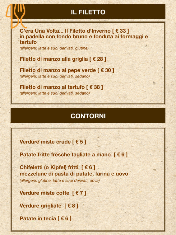 C'era Una Volta Speisekarte
