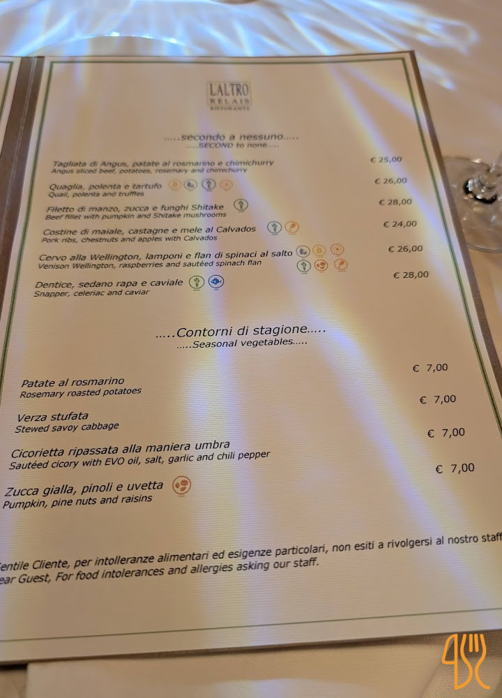 L'altro Relais Speisekarte