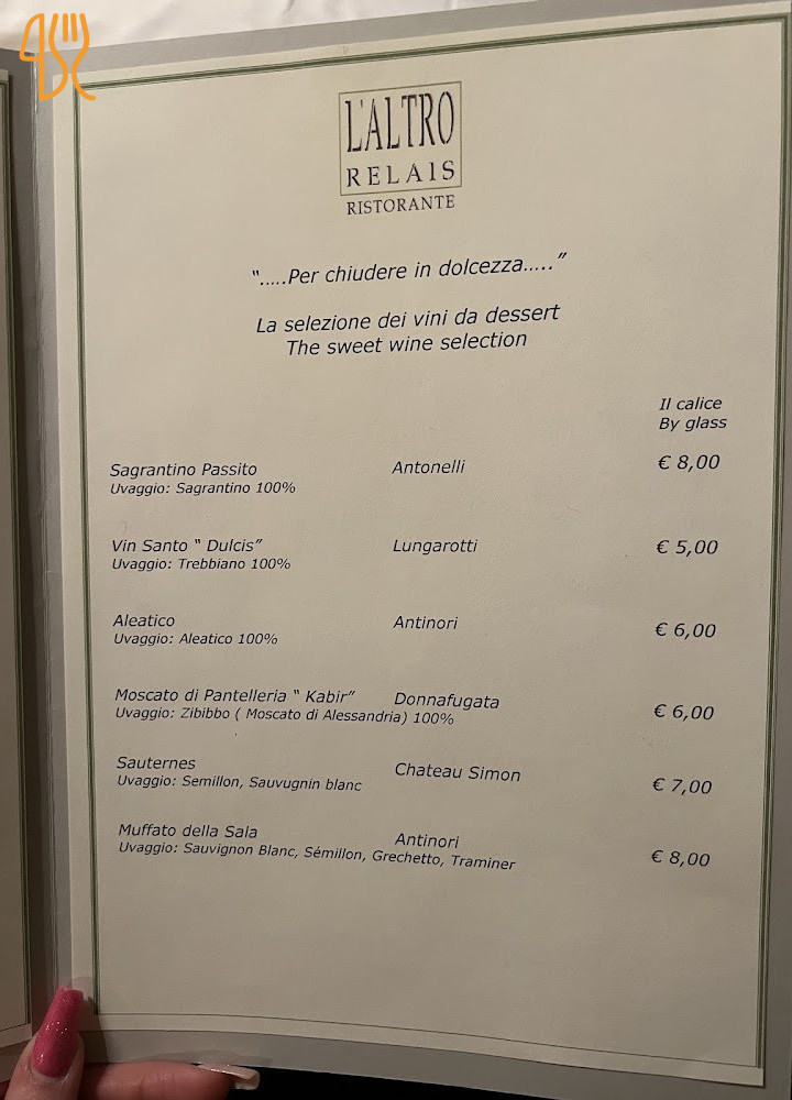 L'altro Relais Speisekarte