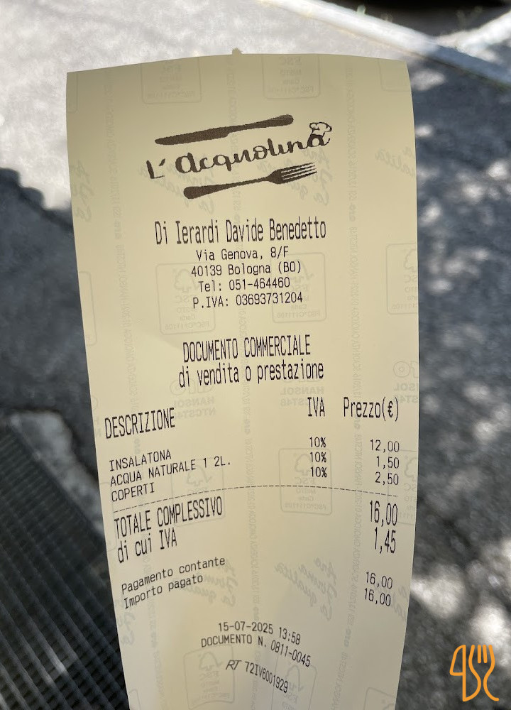 L'acquolina Pizzeria Carte