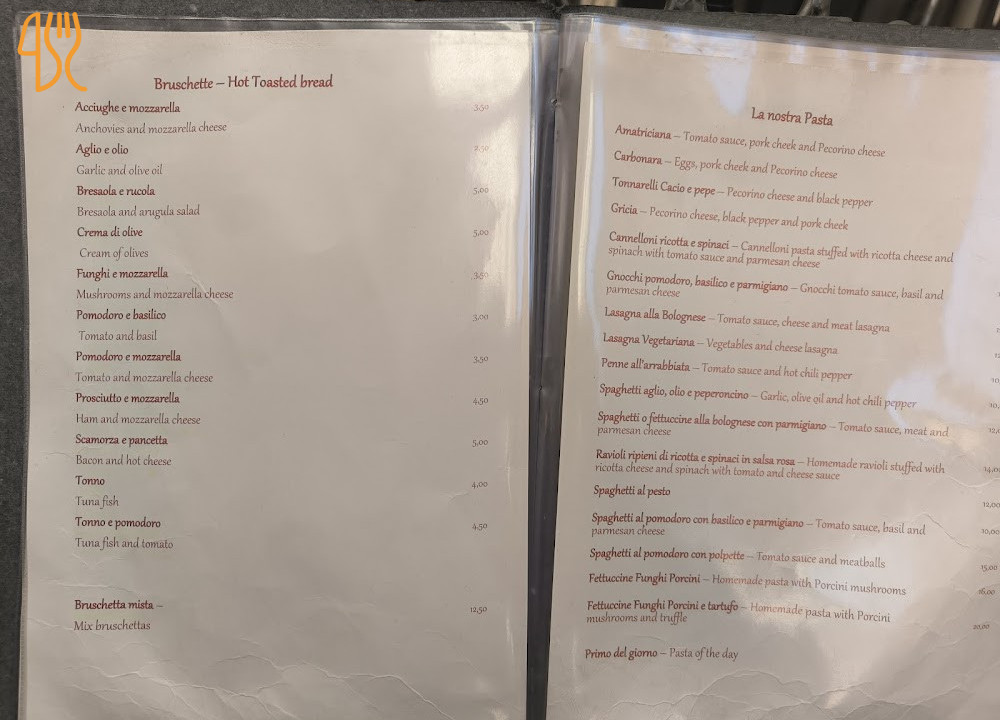 Hostaria De' Pastini Carta