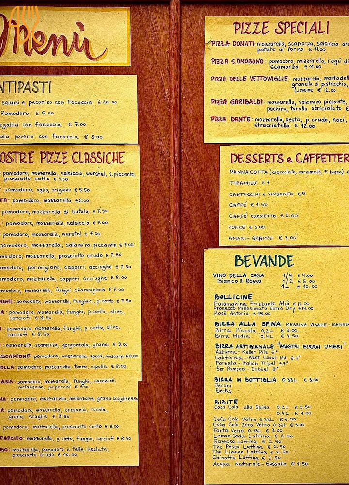 Pizzeria Zero Zero Speisekarte