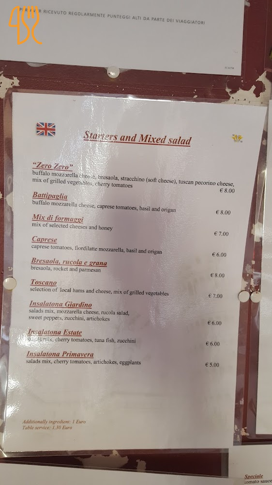Pizzeria Zero Zero Carte