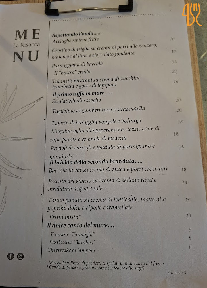 La Risacca Trattoria Di Mare Carte