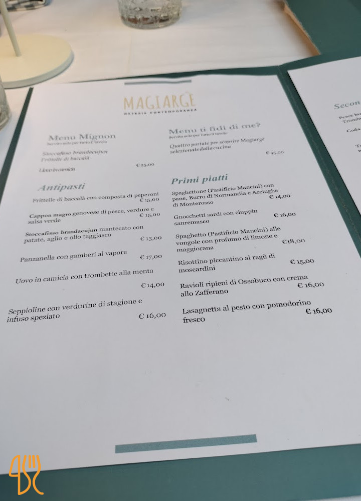 Magiargè Osteria Contemporanea Carte