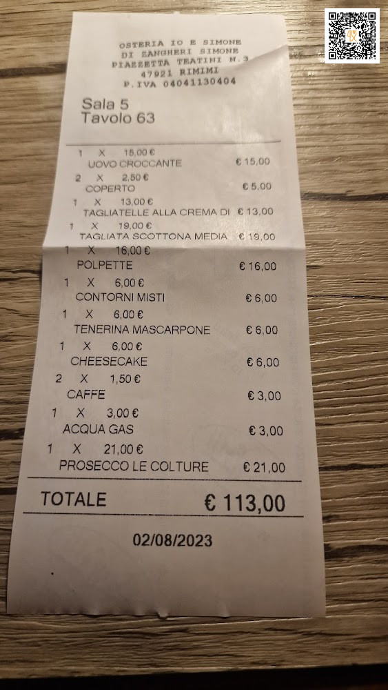 Osteria Io E Simone Carte