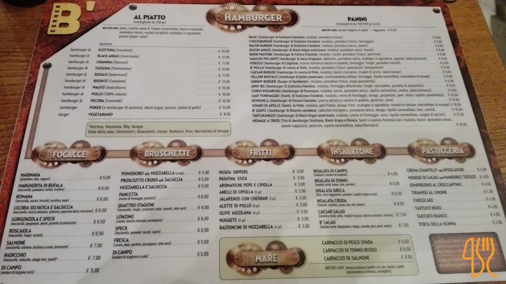 B Corner Best Beer Burger House Carte
