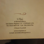 Pizzeria Tre Pini Speisekarte