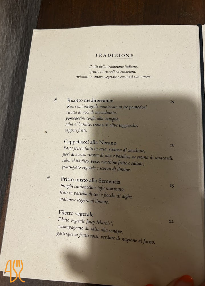 Sementis Speisekarte
