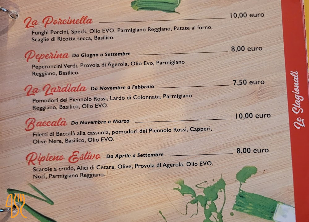 Artepizza Speisekarte
