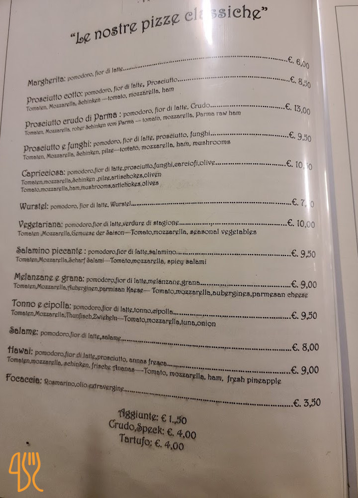 Ristorante Pizzeria Bar Biri Speisekarte