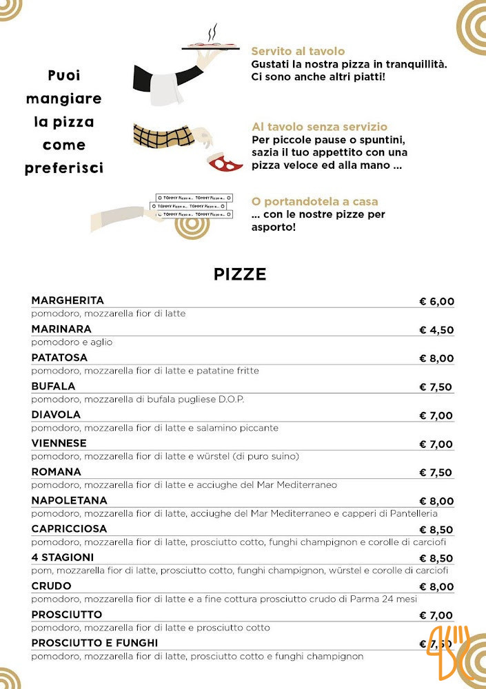 Tommy Pizza E Speisekarte