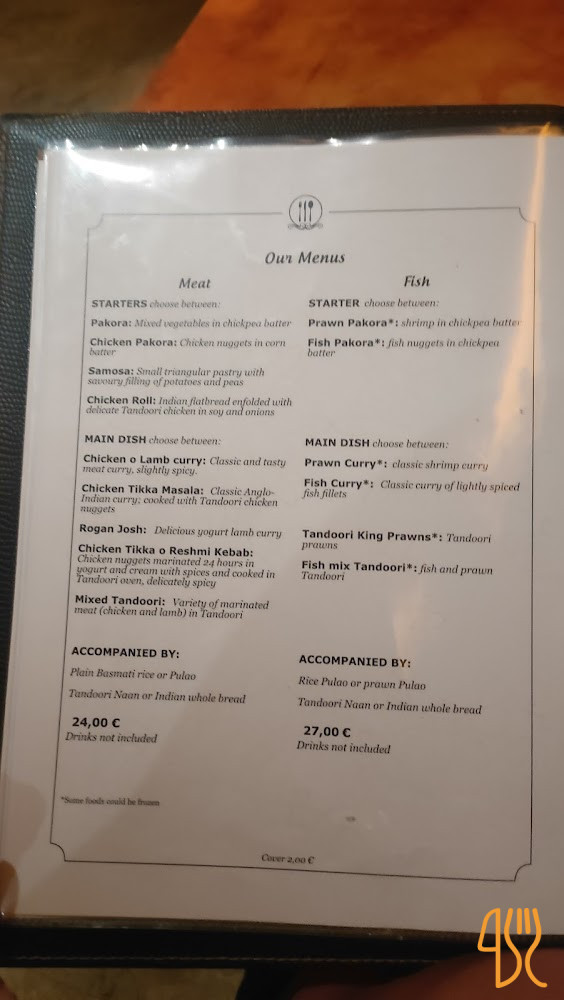 Tara Indiano Speisekarte