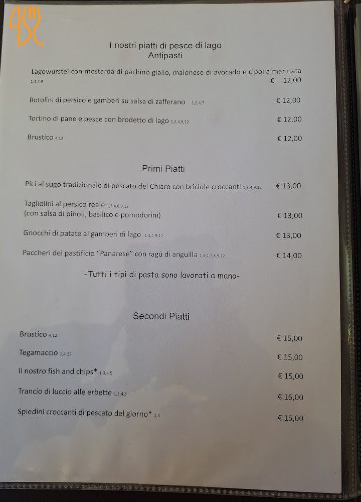 Pesce D'oro Speisekarte
