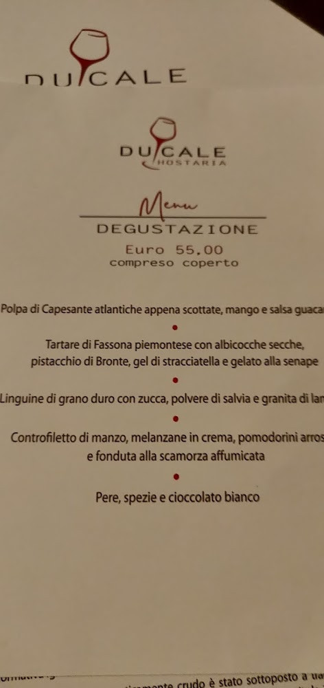Hostaria Ducale Speisekarte