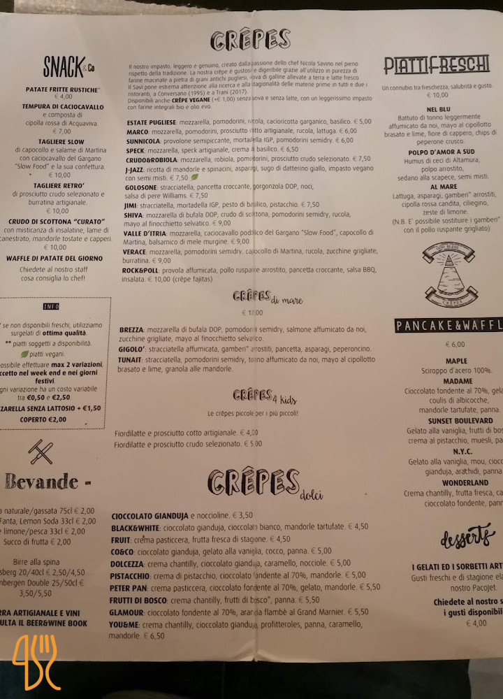 Saví La Creperia (trani) Carte