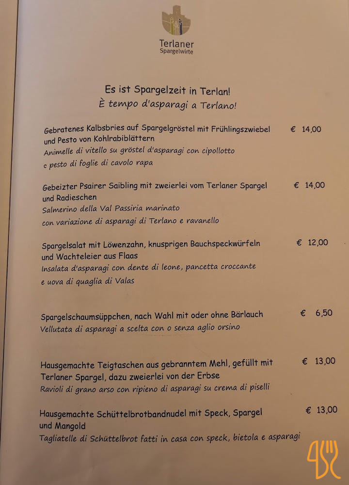 Patauner Speisekarte