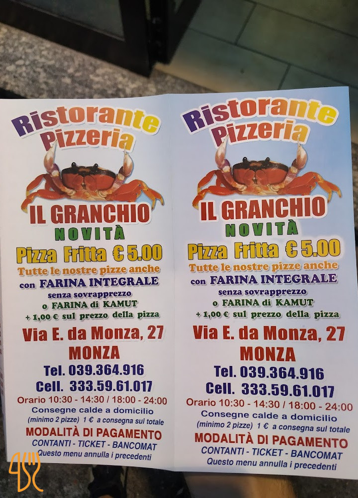 Pizzeria Il Granchio Carta