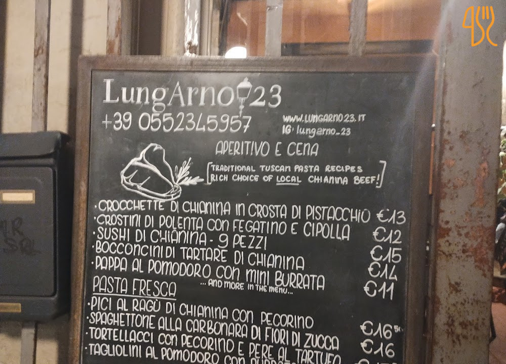 Lungarno 23 Speisekarte