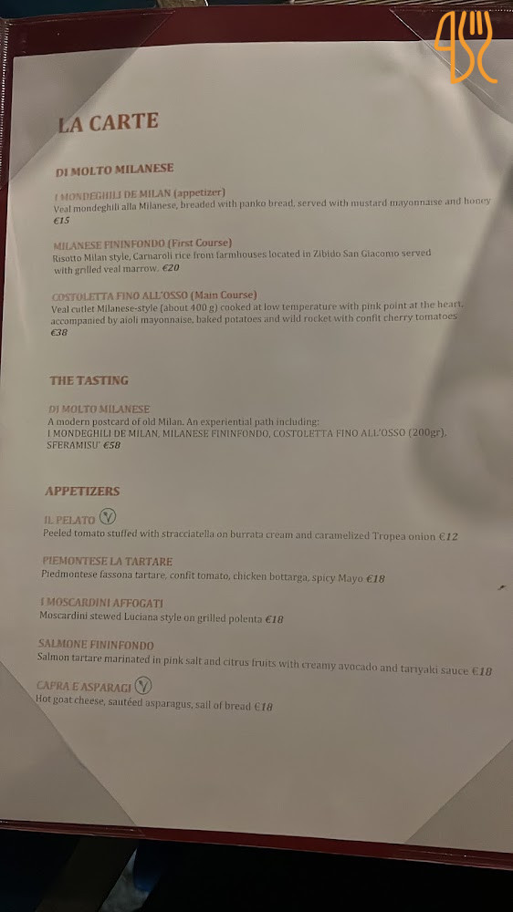 Fininfondo Speisekarte