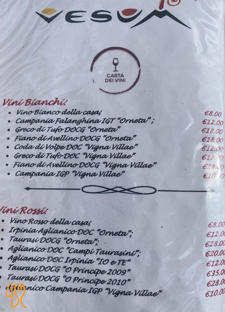 Vesum Speisekarte