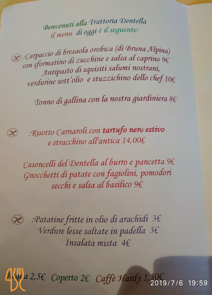 Trattoria Dentella Carta