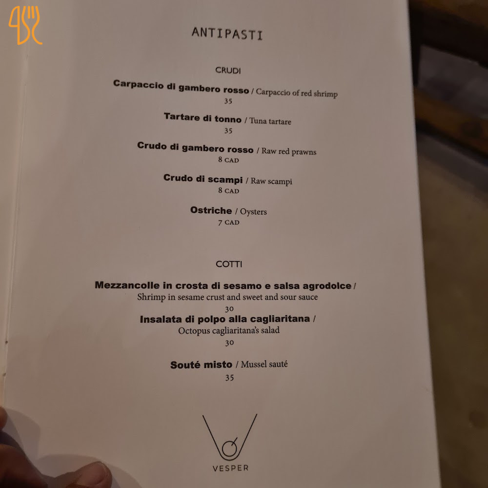 Vesper Beach Club Carte