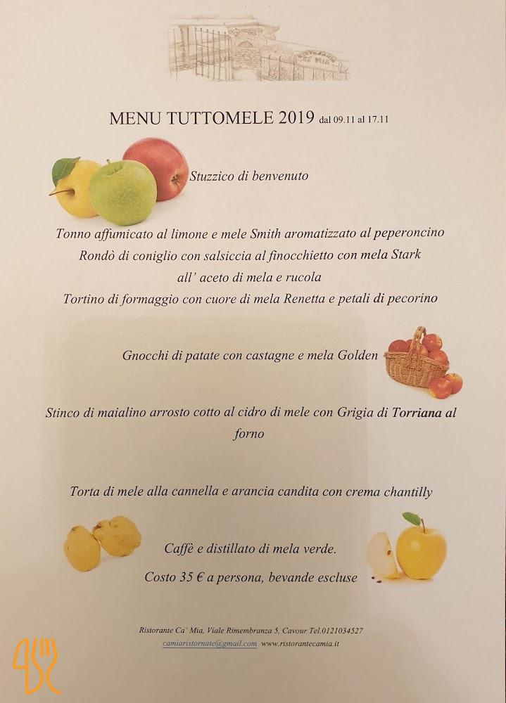 Ca' Mia Speisekarte