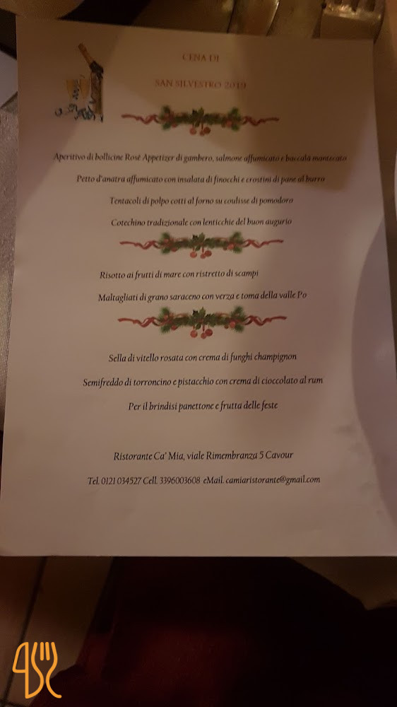 Ca' Mia Speisekarte