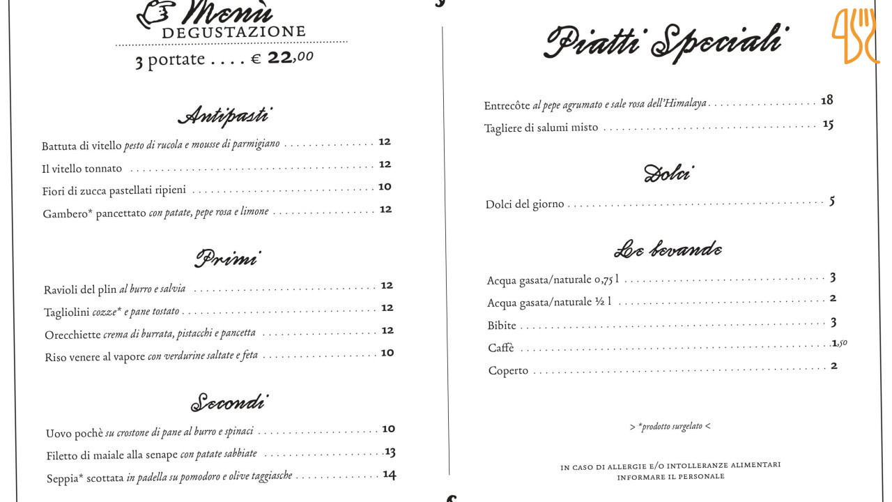 Da Frasca Menu