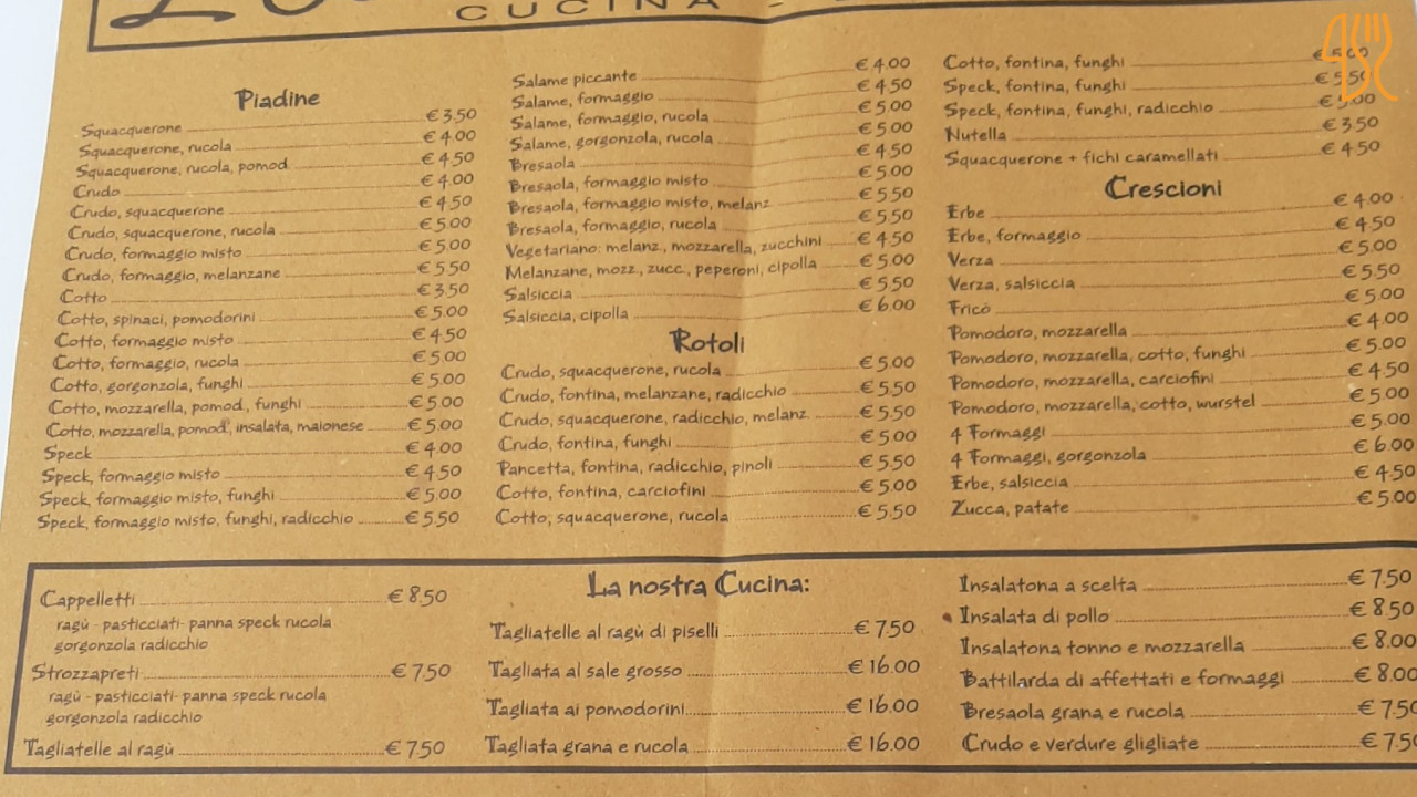 Osteria Della Piada Carte
