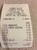 Albergo Calalzo Bar Ristorante Pizzeria menu