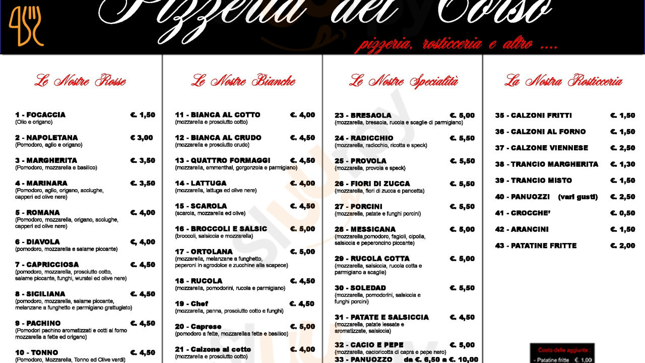 Pizzeria Del Corso Carta