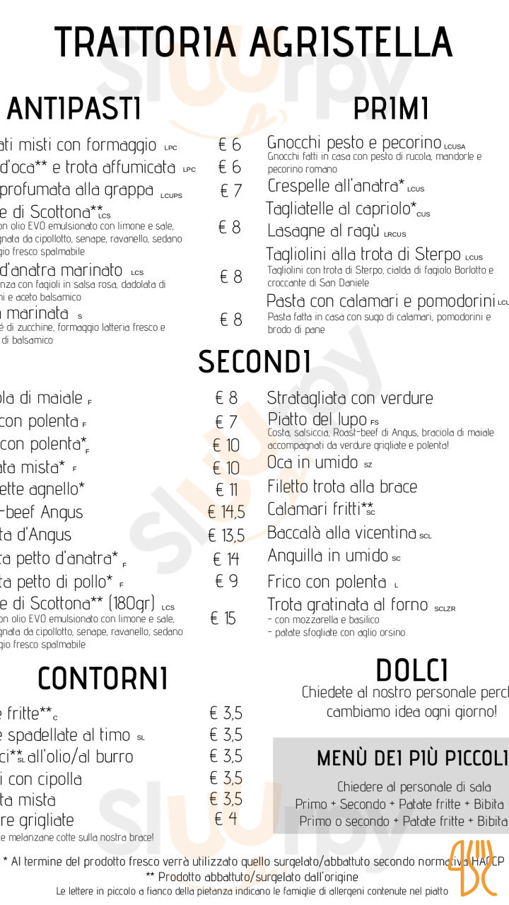 Trattoria Agristella Carte