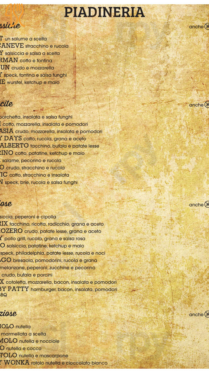 Piadineria Doppiozero Speisekarte