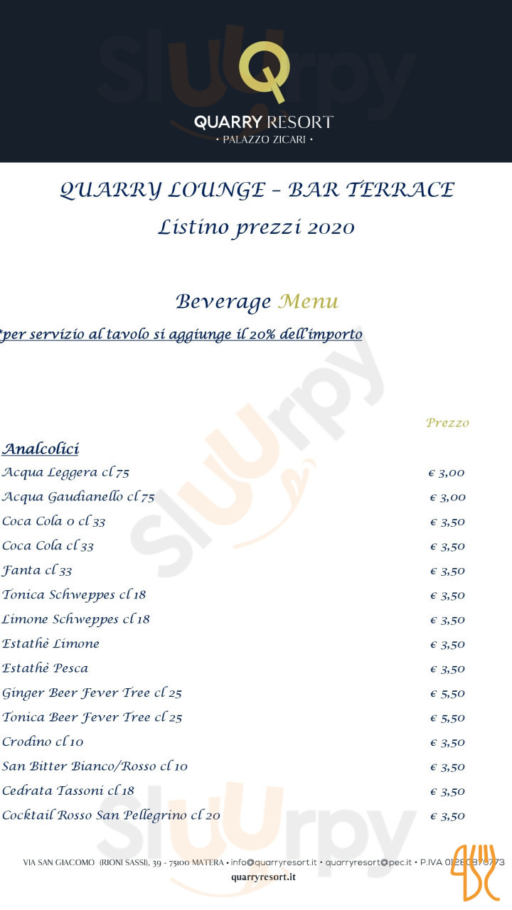 Quarry Lounge Terrace Carte