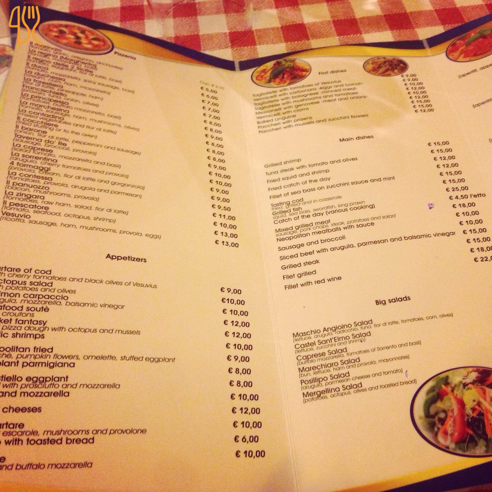 A Taverna Do Re Speisekarte