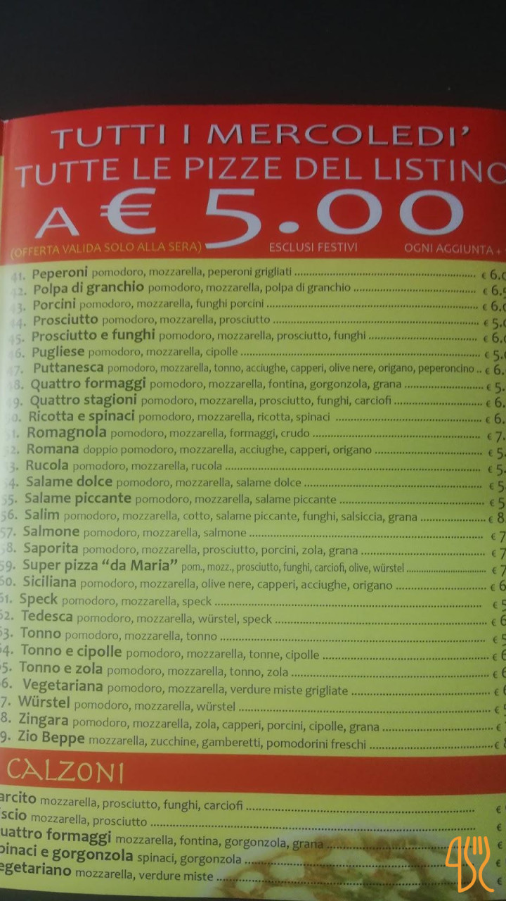 Da Maria Speisekarte