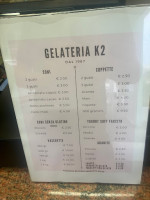 Gelateria K2 menu