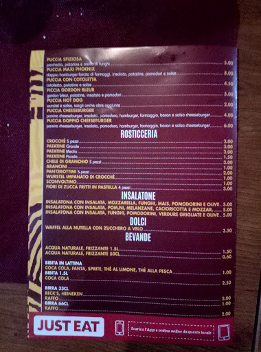 Pizzeria Phoenix Speisekarte