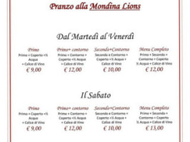 La Mondina Lions menu