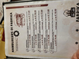 Fabrika Hambirreria menu