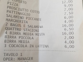 Pizzeria Pattinaggio menu