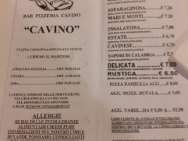 Ristorante Bar Pizzeria Cavino menu