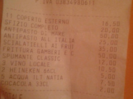 Isola Blu menu