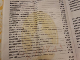 A Zizza menu