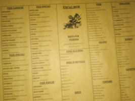 Excalibur menu