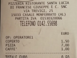 Pizzeria Santa Lucia menu