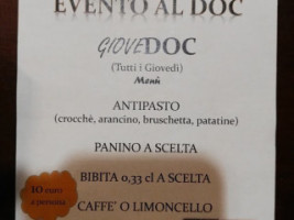 Pizzeria Pub Doc menu