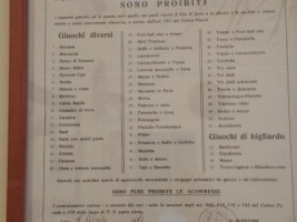 Trattoria La Pergola menu